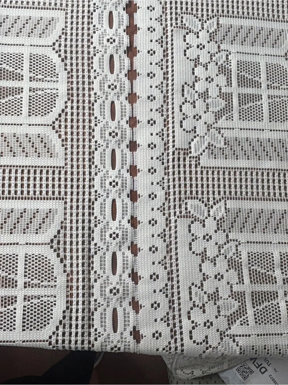 White Floral Lace Window Curtain Panel - Delicate Crochet Design